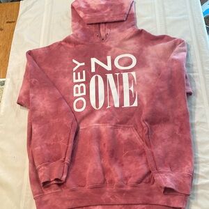 OBEY wine/rose colored tie dyed hoodie.